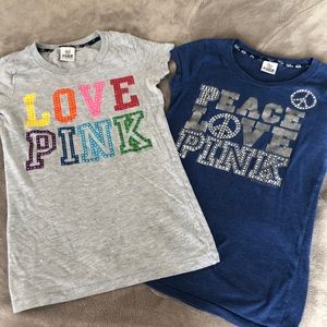 Set of 2 Vintage VS Pink Bling Short Sleeve Tees